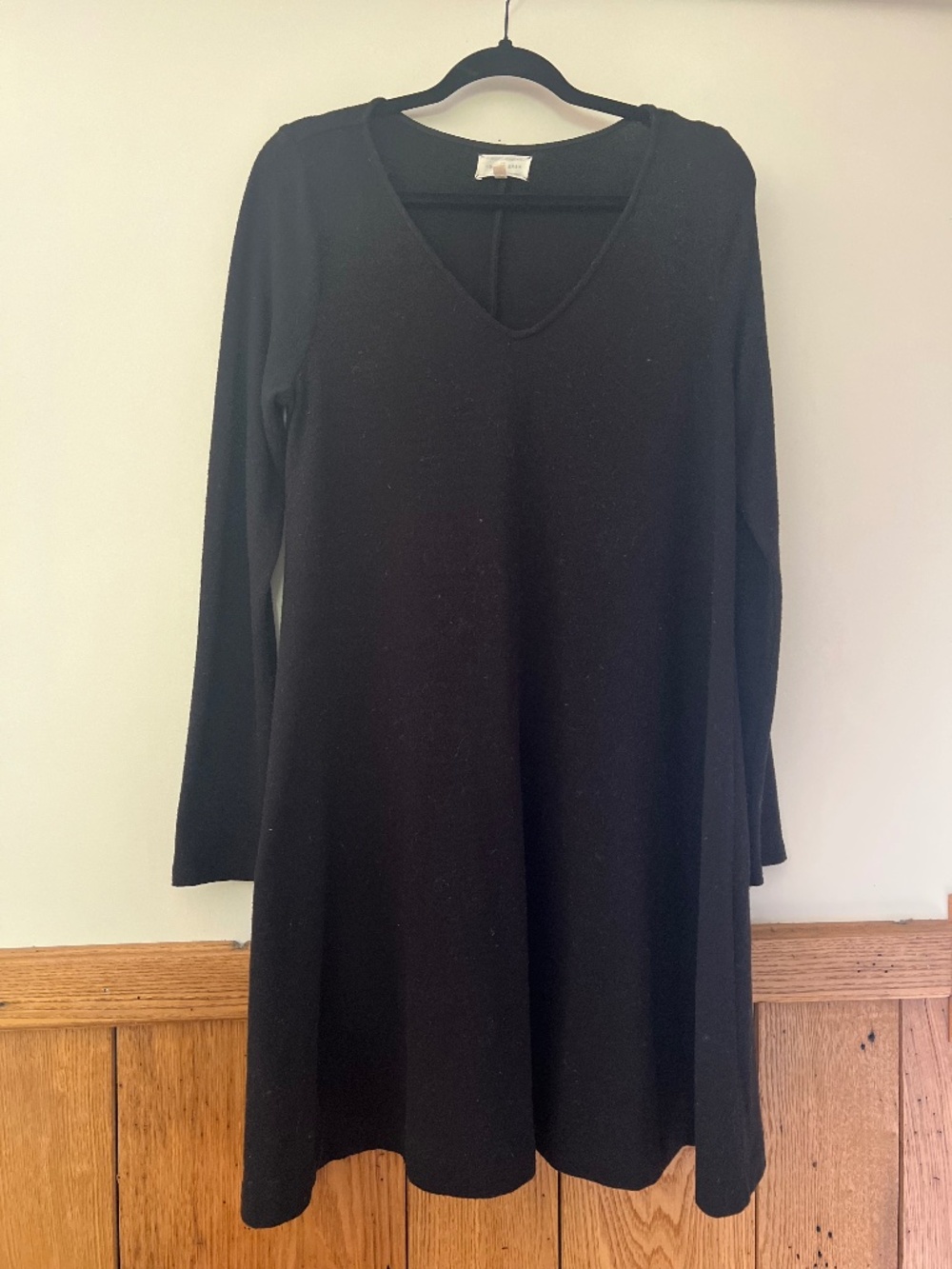 Lou & Grey Black Long Sleeve V-Neck A-Line Dress - Size S